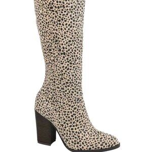 Journee Collection Kyllie Riding Boot Beige Faux Suede 9M Knee-High MSRP $89